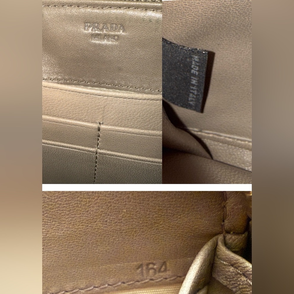 Prada Gaufre Nappa Leather Long Zip Around Zippy Wallet Beige Taupe Juta Pleated - Picture 13 of 13